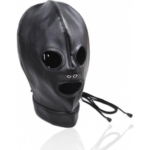 Blindfold Sex Games Pu Leather Harness Bdsm Bondage Hood Restraints Mask Fetish Women Men Couples Sexual Toy Adult Games Black