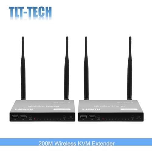 One To Multi 200M Wireless WiFi Transmitter Receiver 1080P HDMI Extender TV Loop IR Remote USB KVM Multi PC Switch To 1 Monitor