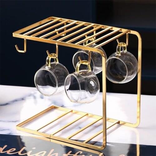 2020 New Modern Metal Mug Tree Holder Stand for Counter 6 Hooks Coffee Cup Display Hanger Rack Organizer for Kitchen Cabinet