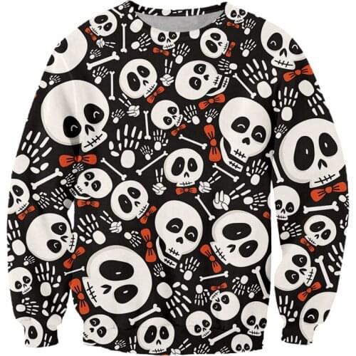IFPD EU Size 3D Sweatshirts Mens Cute Skull Printed Noveltylong Sleeves Shirt Fashion Tracksuits Streetwear Harajuku Pullover