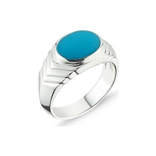 Tevuli Silver 925 Sterling Turquoise Cabochons Child Yüzüğü925 Silver Mens Ring With Green Zircon Ornament Stone Zirconia Fashionable