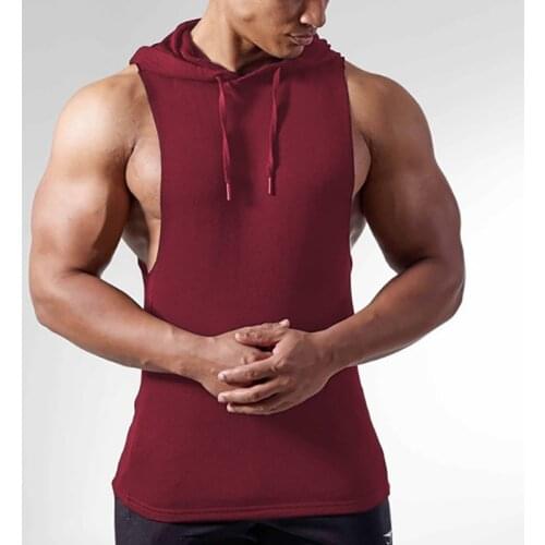 Men Hoodies Tank Top Sleeveless Muscle Hip Hop Streetwear Workout Elastic Men Tank Top Gym Sport Slim Vest Bodybuilding Hooded