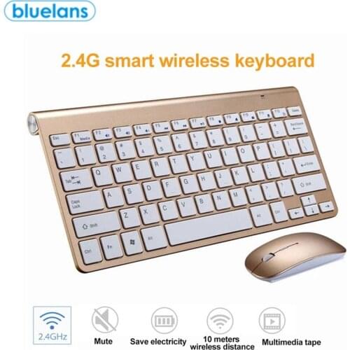 Ultra-thin 2.4G USB Wirelesss Mute Ergonomic Silent Keyboard Mouse Kit for Smart TV Desktop PC Gaming Keyboard Gaming Mouse