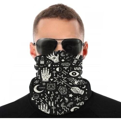 Witchcraft Black Magic Scarf Half Face Mask Men Women Halloween Tube Scarf Balaclava Bandanas Versatility Headband Biking Hiking