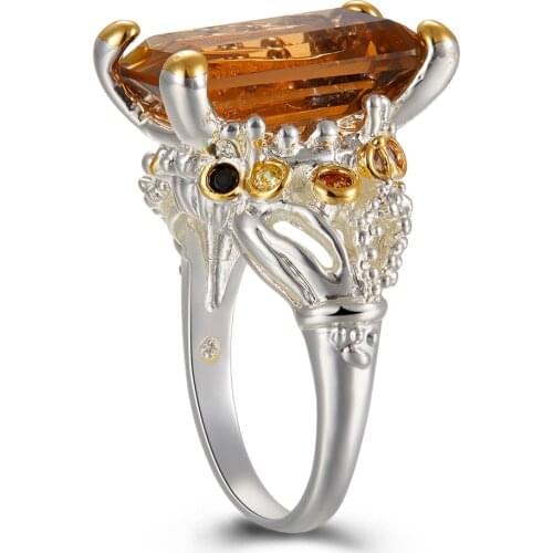 High Quality solitaire crown look wedding ring Setting with Brown Cubic Zirconia Party rings Free shipping