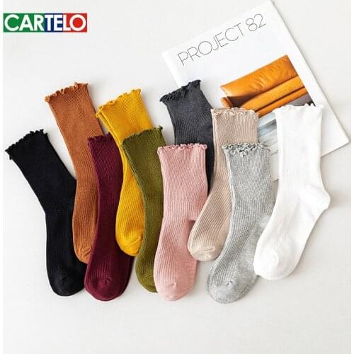 CARTELO New Solidn Women Socks Fashion Simple Casual Sport Breathable Cotton Thin Stockings Носки женские Meias Femininas