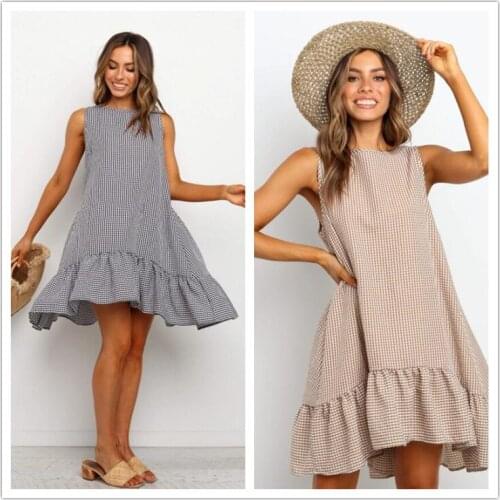 Dress Women Summer 2021 Selling Europe Sleeveless Stripe Connect Summer Dresses Casual Vestidos BLK9118