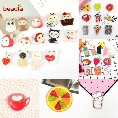 1 PC Lovely Kawaii Icon Badges On Backpack Badges For Clothing Acrylic Badges Fruit/Food/Cats