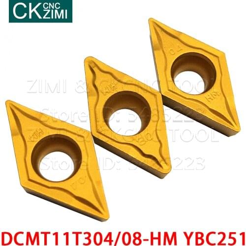 10PCS DCMT11T304-HM YBC251 DCMT11T308-HM YBC251 Carbide Inserts Turning Tools CNC Metal lathe Cutting Tool holder DCMT for steel