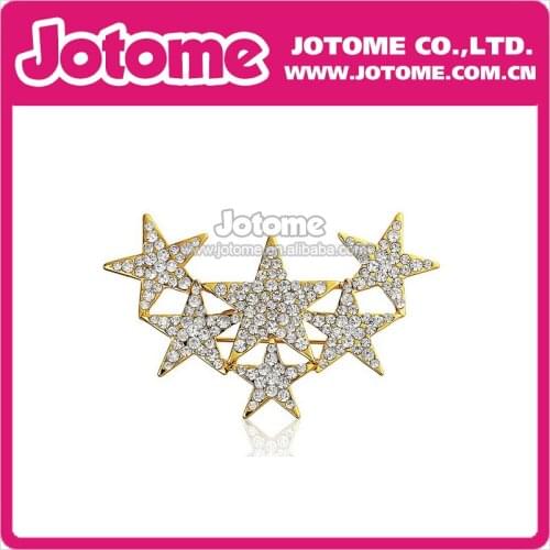100pcs/lot 6 Gold Star Patriotic Rhinestone Crystal Brooch and Pins Fashion Men Jewelry
