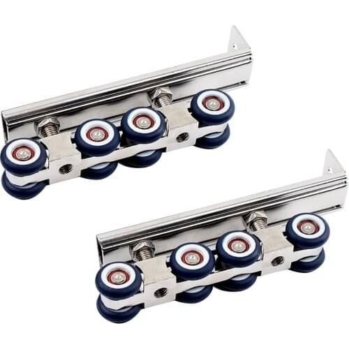 2pcs/set Sliding Door Roller 4/8 Wheels Home Room Wood Door Hanging Wheels Rail Track Pulley