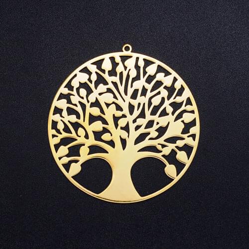 3pcs/lot Luxury 45mm Tree of Life Stainless Steel Jewelry Pendant for Earrings DIY Charms Wholesale Bracelet Making Charm