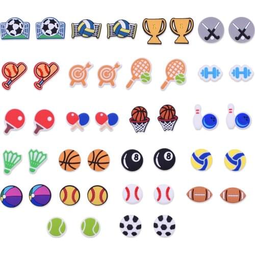 44PCS Wholesale Mix Cartoon Sports Basketball Shoes Charms PVC Decoration For Croc Jibz Football Baseball Accessories Boys Gifts