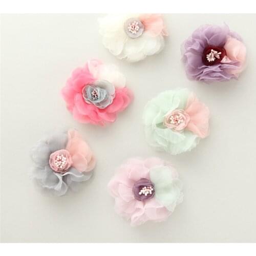 6pcs/lot Lace Fabric Hairpins Print Floral Hair Clips For Girls Multi Colors Customized Barrettes Baby Girl Hair Accessories