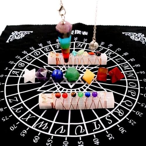7 Chakra Healing Crystals Sacred Geometry Platonic Solids Healing stone magic wand Chakra Stone Collection Reiki Crystal Crafts