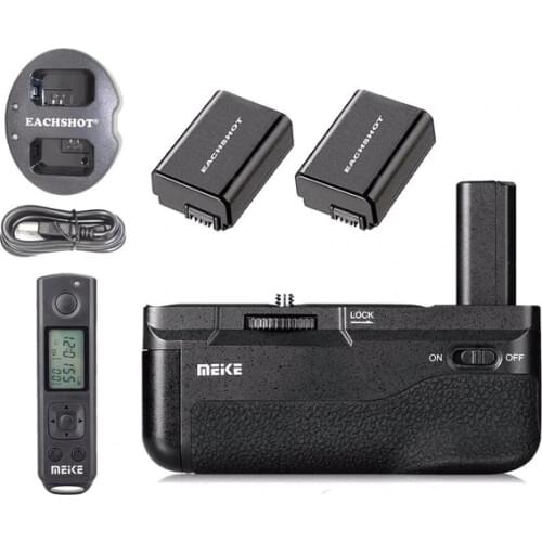 Meike MK-A6500 Pro Battery Grip + 2PCS FW50 Battery + dual Charger Built-in 2.4Ghz with Rremote For Sony A6500