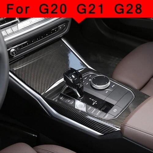 For BMW G20 G28 G21 Accessories 3 Series Real Carbon Fiber Luxury Car Center Console Gear Shift Decoration Panel Cover Trim