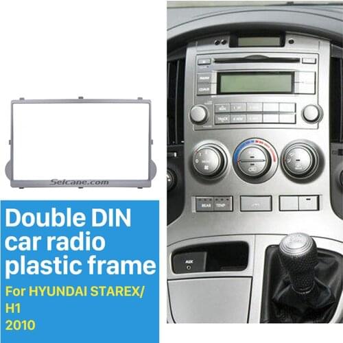 Seicane Silver 2 Din Car Radio Fascia for 2010 HYUNDAI STAREX H1 DVD Stereo Player Trim Install Frame Dash Kit