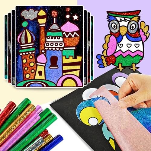 Glitter Paper Magic Art Stick Painting Drawing Toys Kids Coloring DIY Crafts Learning Education Color Art Painting Cards Toys