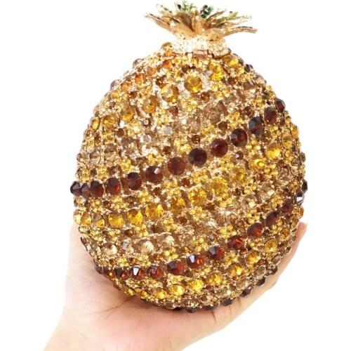 XIYUAN BRAND Bridal wedding party purse women evening party bag diamonds luxury colorful crystal clutch elegant Pineapple bag
