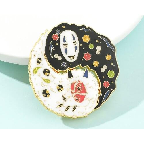Miyazaki Hayao Spirited Away Mononoke Hime Gossip Array Brooch Anime For Man Women Lapel Jackets Coat Backpack Jewelry Badges