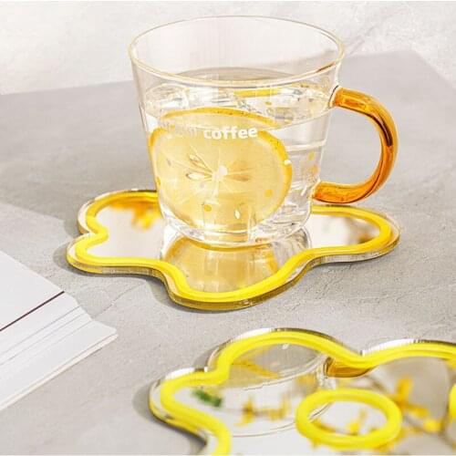 CuteLife Nordic Ins Cute Acrylic Flower Coaster Kitchen Decoration Accessories Tableware Mat Table Mug Tea Coffee Cup Coasters