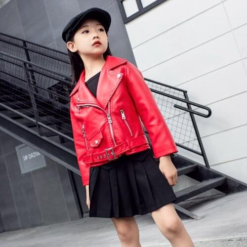 Children clothing girls motorcycle leather jacket spring autumn new Korean small medium-sized western baby leather jacket