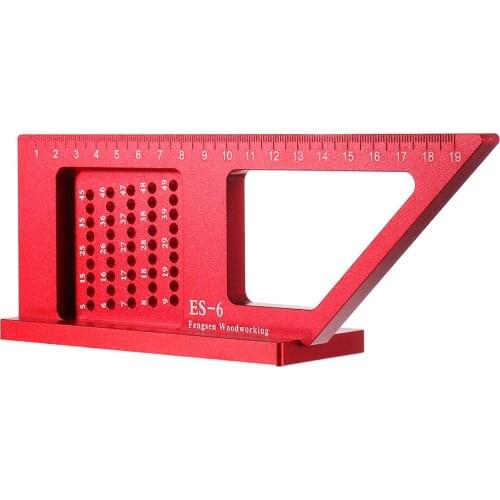 ES-6 Aluminum Alloy Multifunctional 3D Miter Angle Measuring Ruler 45/90 Degree Scribing Gauge Hole Positioning Marking T Rule
