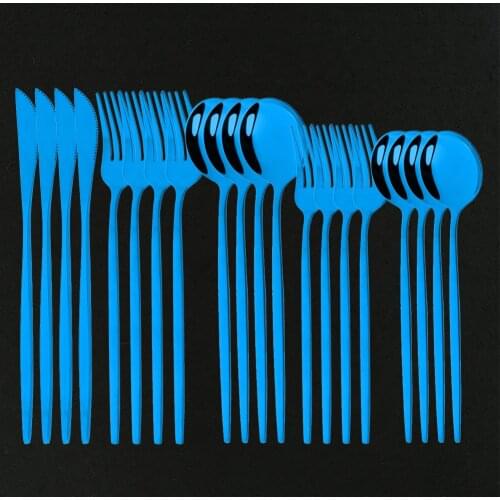 Hot Sale 20Pcs Dinnerware Cutlery Set Tableware Set Blue Stainless Steel Dinner Knife Fork Spoon Home Party Silverware Set