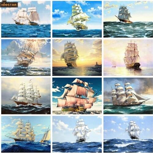 Full Round Diamond Painting Sailboat Diamond Embroidery Mosaic Landscape Home Decoration Handmade Gift