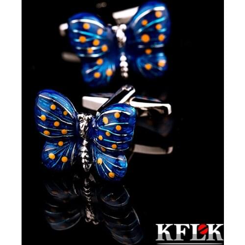 KFLK cuff links for mens shirts cufflinks animal butterfly cbutton high quality brand buttons fashion wedding guests