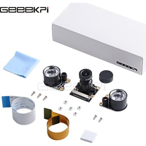 GeeekPi Night Vision 5M OV5647 Camera Adjustable-focus Module Kit & Changeable Cables, Compatible with All Visions Raspberry Pi
