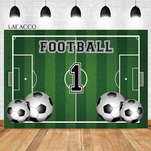 Laeacco Newborn Boy Photophone Soccer Football Field Stadium Baby Birthday Customized Portrait Photography Backdrops Backgrounds