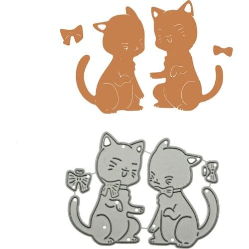 Cute Cat Pattern Metal Cutting Dies DIY Scrapbook Kitty Shape Card Diary Book Clipart Decorating Craft Paper Cutter Mold