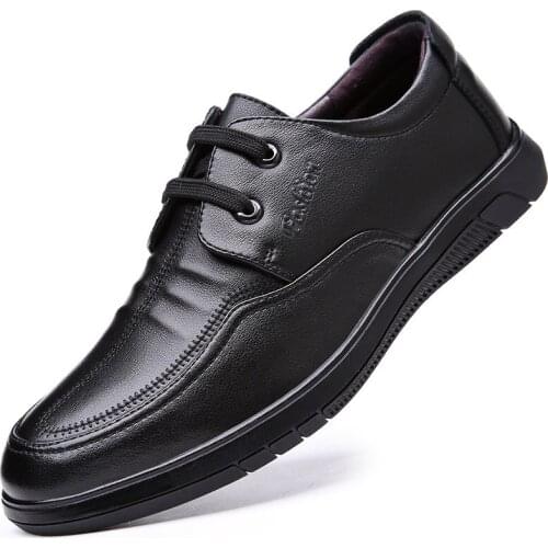 A75Mens Shoes Autumn New Leather Casual Leather Office Men Four Seasons Comfortable Business Formal Men Lace-up Round Toe Shoes