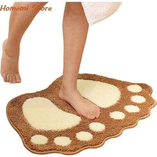 Soft Non Slip Bath Mat Foot Print Bathroom Rug Absorbent Microfiber Shaggy Mat Bathroom Carpet Toilet Mat