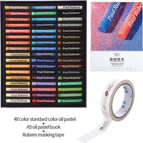 Paul Rubens Oil Pastels 48+3 Color Set Stationary with A5 Pastel Paper Art Masking Tape for Artist Professionals School Supplies