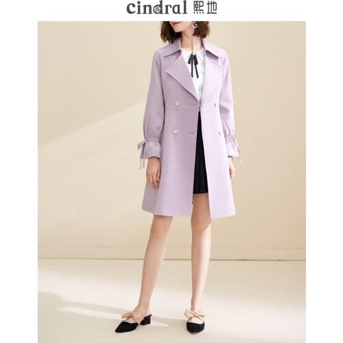 2021 Spring and Autumn New Purple Windbreaker Womens Middle Length Design Sense Versatile Show Thin Temperament