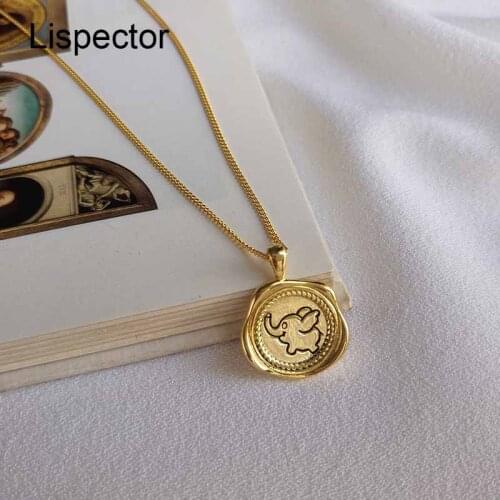 Lispector 925 Sterling Silver Cute Cartoon Baby Elephant Pendant Necklace for Women Irregular Round Sweet Female Jewelry Gifts