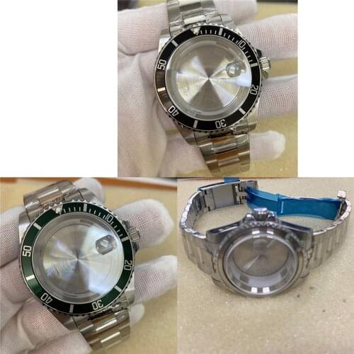 39.5MM Stainless Steel Watch Strap Case for Mingzhu 2813 3804 Aluminum Ring Bezel Strap for 8215 8200 821A Mechanical Movement