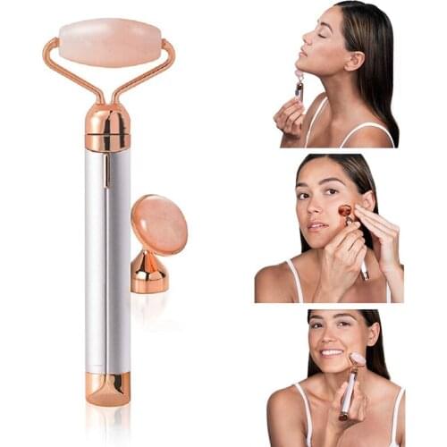 Rose Quartz Roller Slimming Face Massager Face Contour Roller Massager 3D Face-lift Roller Massager Energy Beauty Bar