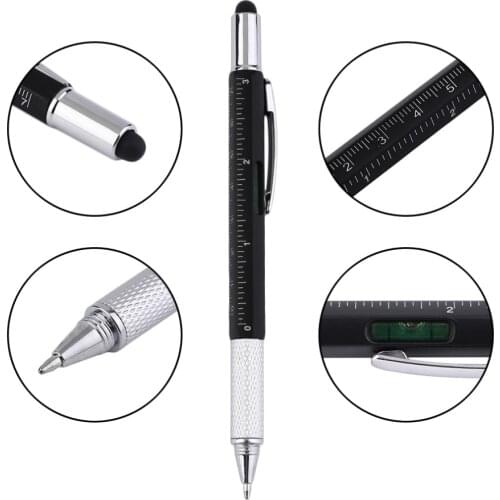 Stylus Pen 6 In 1 Multifunctional Touch Screen Tool Ballpoint Pen Portable Size Ballpoint Pen With Ruler Screwdriver Tool