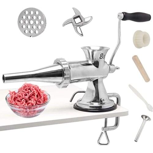 Manual Meat Grinder Stainless Steel Meat Grinding Sausage Stuffer Filling Machine Filler for Pork Beef Fish Chicken Mushrooms