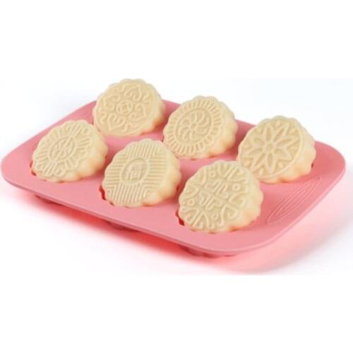 DIY 6 Holes Square Flower Fondant Cake Mold Baking Tools Round Flower Shape Sweet Candy Jelly Moulds Bakeware Decorat Supplies