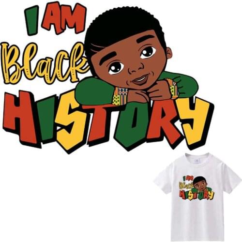 Cute Black Boy Iron-On Transfer For Clothing Applique DIY Washable Kid T-Shirts Thermo Adhesive Patches Cartoon Clothes Stickers