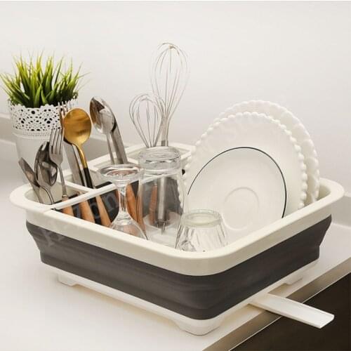 Camping car foldable tableware rack portable dish rack TPR bowl sink design suitable for easy storage in motorhomes and caravans