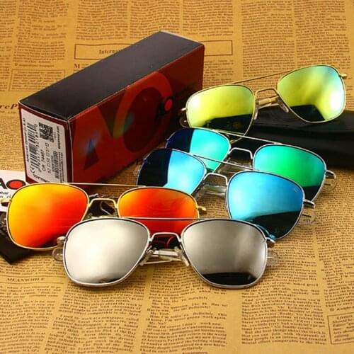Fashion Brand Designer Sunglasses Men Woman American Army Military Pilot AO Sun Glasses Male Colour Glass Lens de sol OP55 OP57