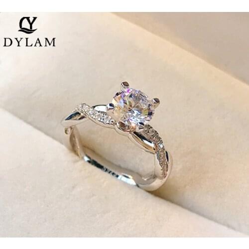 High Quality 925 Sterling Silver Wedding Ring Princess CZ Finger Rings for Women Silver Engagement Jewelry