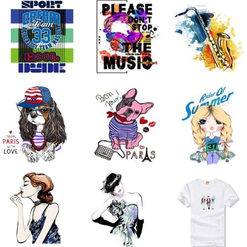 Iron-on Transfers for Clothing Patches Clorhing Stickers Stripe Rock Diy Letters Patch Vinyle Adhesive Flex Fusible Transfer C