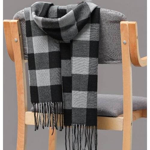 185*35cm new outdoor Plaid Winter Scarf Women men unisex shalw Warm wrap muffler Foulard Fashion Cashmere hijab pashmina tassels